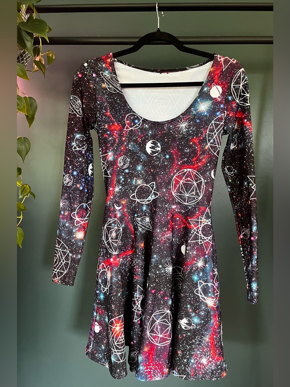 Blackmilk Sacred Orbits Long-sleeve Scoop-Neck Skater Dress